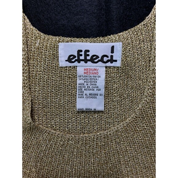 Y2K 90s Effeci Womens Vintage Gold Knit Tank Top Scoop Neck Size Medium - Picture 7 of 10